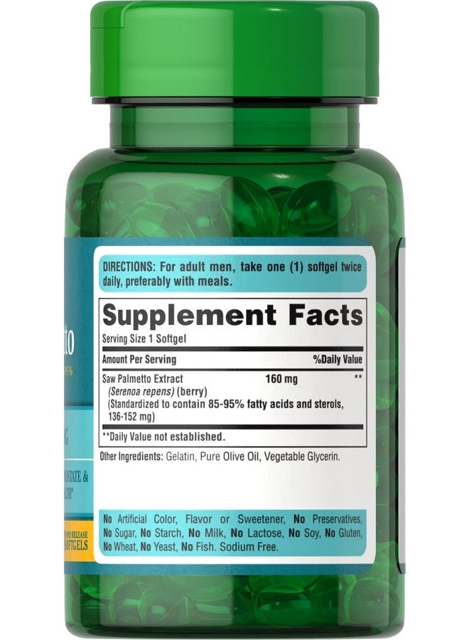 Puritan's Pride Saw Palmetto Standardized Extract 160 mg Softgels, 60 Count(Pack of 1) - Image 3